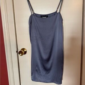 Reformation XS Blue 100% Silk Slip Mini Dress